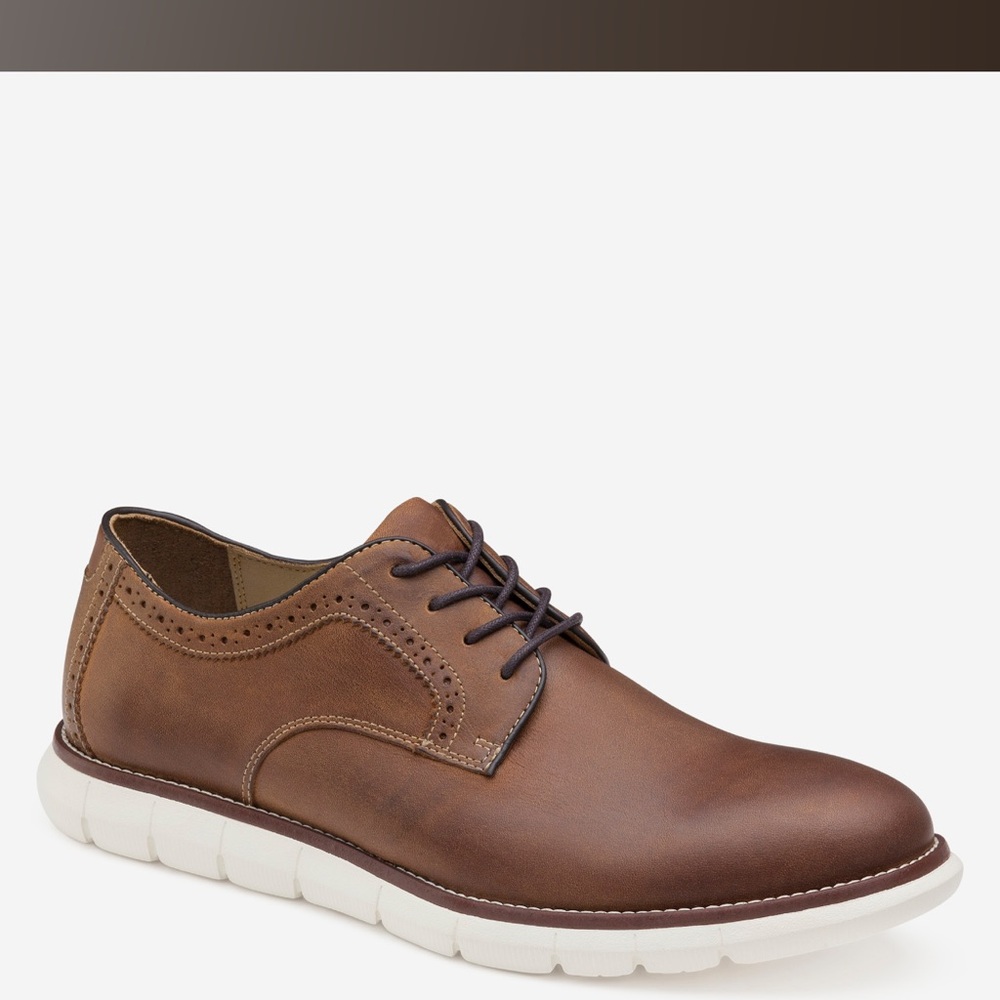 Johnston & Murphy Tan Leather Derby with White Sole